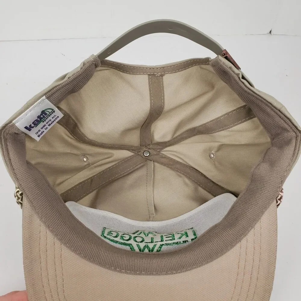 MW Kellogg Rope Hat Strap Back Mens One Size Green Tan Embroidered Advertising